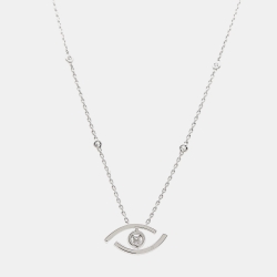 Pre Owned Messika Lucky Eye Pave Diamond 18k White Gold Necklace