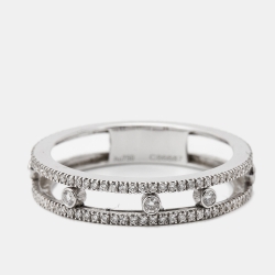 Messika Move Romane Diamond 18k White Gold Wedding Ring Size 59