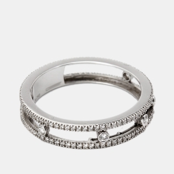 Messika Move Romane Diamond 18k White Gold Wedding Ring Size 59