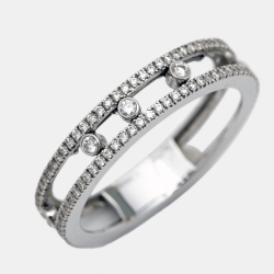 Messika Move Romane Diamond 18k White Gold Wedding Ring Size 59