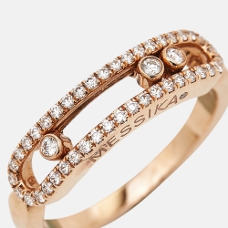 Messika Baby Move Pavé Diamond 18k Rose Gold Ring Size 52