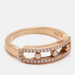 Messika Baby Move Pavé Diamond 18k Rose Gold Ring Size 52