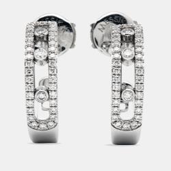 Messika Move Pave Hoop Diamond 18k White Gold Earrings