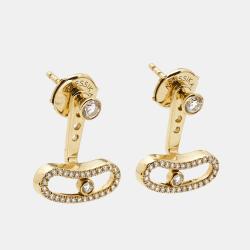 Pre Owned Messika Move Uno Diamond 18k Yellow Gold Earrings