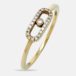 Messika Move Uno Diamond 18k Yellow Gold Ring Size 53