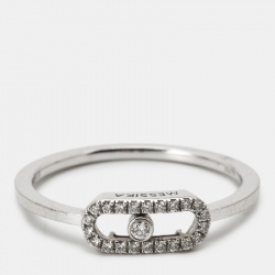 Messika Move Uno Diamonds 18k White Gold Ring Size 53