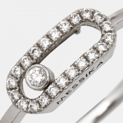 Messika Move Uno Diamonds 18k White Gold Ring Size 53