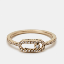 Pre Owned Messika Move Uno Diamond 18k Rose Gold Ring Size 51