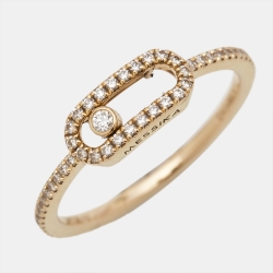 Pre Owned Messika Move Uno Diamond 18k Rose Gold Ring Size 51