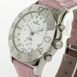 Meyers Samba Mother of Pearl SS Leather Chronograph Womens Wristwatch 39 MM