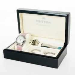 Meyers Samba Mother of Pearl SS Leather Chronograph Womens Wristwatch 39 MM
