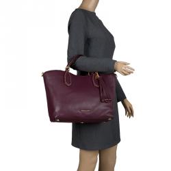 Pre Owned حقيبة يد مايكل كورس بروكلين جلد بنفسجية