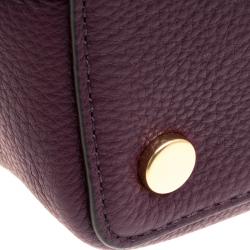 Pre Owned حقيبة يد مايكل كورس بروكلين جلد بنفسجية