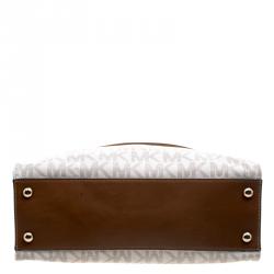 Pre Owned حقيبة مايكل كورس هاميلتون جلد أبيض/بني