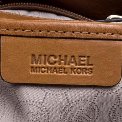 Pre Owned حقيبة مايكل كورس هاميلتون جلد أبيض/بني