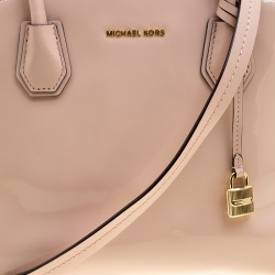 Pre Owned حقيبة مايكل كورس قبة مرسر كبيرة جلد لامعة وردية فاتحة