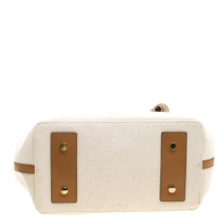 Pre Owned Michael Kors Off-White/Camel Canvas Shopper Tote