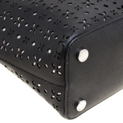 مملوكة مسبقًا حقيبة يد مايكل مايكل كورس هايلي متوسطة جلد قصة ليزر سوداء