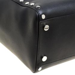 Pre Owned Michael Kors Black Leather Large Rivington Studded Tote