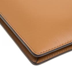 Pre Owned حقيبة حمالة معصم مايكل كورس دنيلا مخطط منتصف كبير جلد برتقالية/ بنية فاتحة