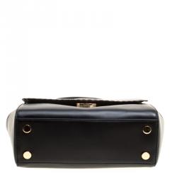 Pre Owned حقيبة مايكل كورس يد علوية افا متوسطة جلد سوداء