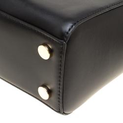 Pre Owned حقيبة مايكل كورس يد علوية افا متوسطة جلد سوداء