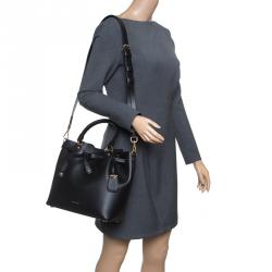 Pre Owned Michael Kors Black Leather Blakely Drawstring Bucket Bag