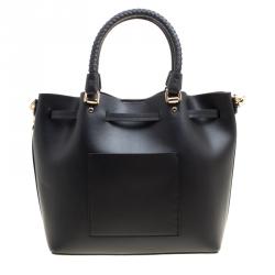 Pre Owned Michael Kors Black Leather Blakely Drawstring Bucket Bag