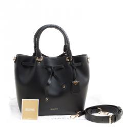 Pre Owned Michael Kors Black Leather Blakely Drawstring Bucket Bag