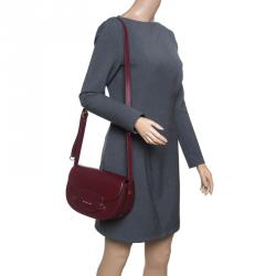 Pre Owned حقيبة كتف مايكل كورس كاري سادل متوسطة جلد عنابية