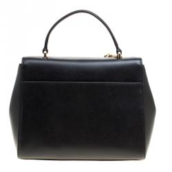 Pre Owned Michael Kors Black Leather Medium Mott Top Handle Satchel