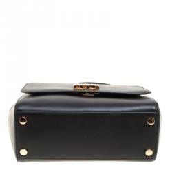 Pre Owned Michael Kors Black Leather Medium Mott Top Handle Satchel