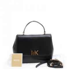 Pre Owned Michael Kors Black Leather Medium Mott Top Handle Satchel