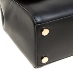 Pre Owned Michael Kors Black Leather Medium Mott Top Handle Satchel