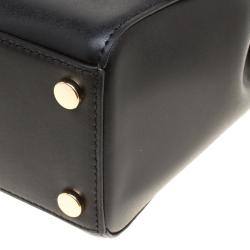 Pre Owned Michael Kors Black Leather Medium Mott Top Handle Satchel