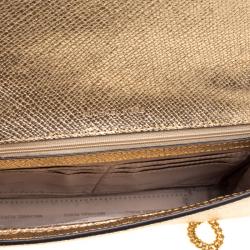 مملوكة مسبقًا حقيبة كلتش مايكل كورس موت ايست ويست جلد ذهبية فاتحة