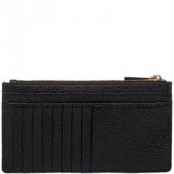 Pre Owned Michael Kors Black Pebbled Leather Large Card Case