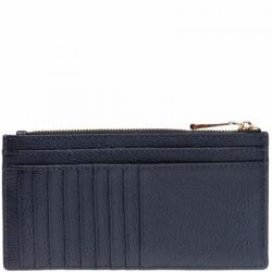 Pre Owned حافظة بطاقات مايكل كورس كبيرة جلد حُبيبي زرقاء