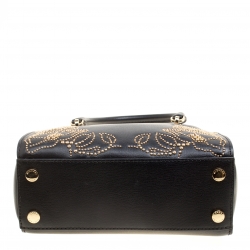 Pre Owned Michael Kors Black Leather Small Ellis Studded Top Handle Bag