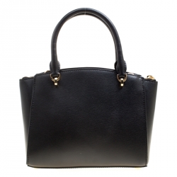 Pre Owned Michael Kors Black Leather Small Ellis Studded Top Handle Bag