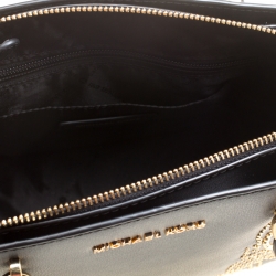 Pre Owned Michael Kors Black Leather Small Ellis Studded Top Handle Bag