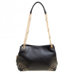 مملوكة مسبقًا حقيبة كتف مايكل كورس سلسلة مرصعة متوسطة جلد سوداء