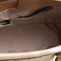 Pre Owned Michael Kors Beige/Brown Signature Coated Canvas Kellen Top Handle Bag