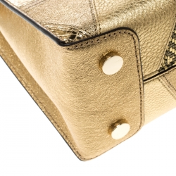 Pre Owned حقيبة يد مايكل كورس مارسر باتش جلد منقوشة ذهبية