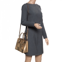 Pre Owned حقيبة يد مايكل كورس مارسر باتش جلد منقوشة ذهبية