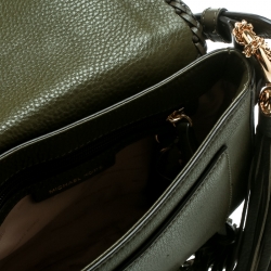Pre Owned Michael Kors Olive Green Leather Moroccan Saddle Messenger Bag