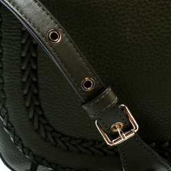 Pre Owned Michael Kors Olive Green Leather Moroccan Saddle Messenger Bag