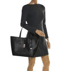 Pre Owned Michael Kors Black Leather Large Karson Luggage Carryall Tote