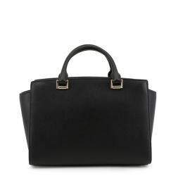 مملوكة مسبقًا Michael Kors Black Crossgrain Leather Medium Sylvia Satchel Bag
