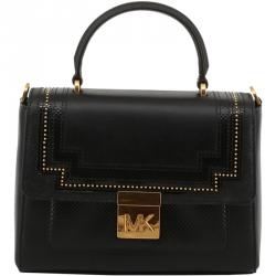 Pre Owned Michael Kors Black Leather Whitney Top Handle Bag